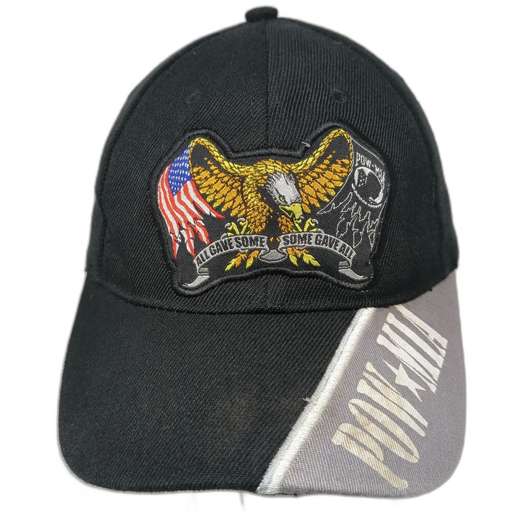 Black Baseball Cap One Size POW-MIA Eagle American Flag Military Veteran Hat
